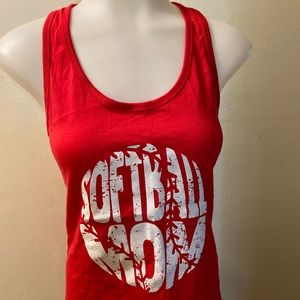 ❤️🤍💙”Softball Mom” racer back tank❤️🤍💙